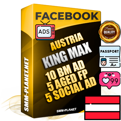 SUPER TRUST KING MAX Austrian Facebook Ad Accounts - 10 BM Ad Accounts + 5 Ad Accounts on King Profile + 5 aged Fan Pages with huge organic reach and active subscribers