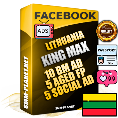 SUPER TRUST KING MAX Lithuanian Facebook Ad Accounts - 10 BM Ad Accounts + 5 Ad Accounts on King Profile + 5 aged Fan Pages with huge organic reach and active subscribers