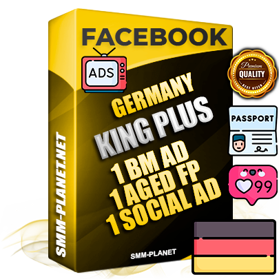 SUPER TRUST KING PLUS German Facebook Ad Accounts - 1 BM Ad Accounts + 1 Ad Accounts on King Profile + 1 aged Fan Pages with huge organic reach and active subscribers