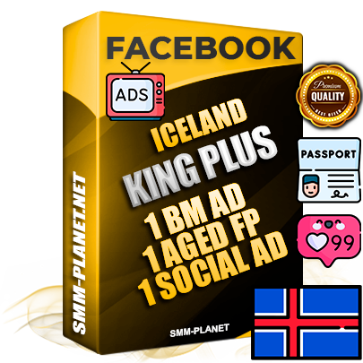 SUPER TRUST KING PLUS Icelandic Facebook Ad Accounts - 1 BM Ad Accounts + 1 Ad Accounts on King Profile + 1 aged Fan Pages with huge organic reach and active subscribers