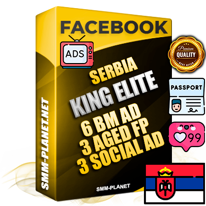 SUPER TRUST KING ELITE Serbian Facebook Ad Accounts - 6 BM Ad Accounts + 3 Ad Accounts on King Profile + 3 aged Fan Pages with huge organic reach and active subscribers