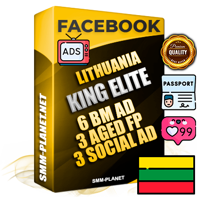 SUPER TRUST KING ELITE Lithuanian Facebook Ad Accounts - 6 BM Ad Accounts + 3 Ad Accounts on King Profile + 3 aged Fan Pages with huge organic reach and active subscribers