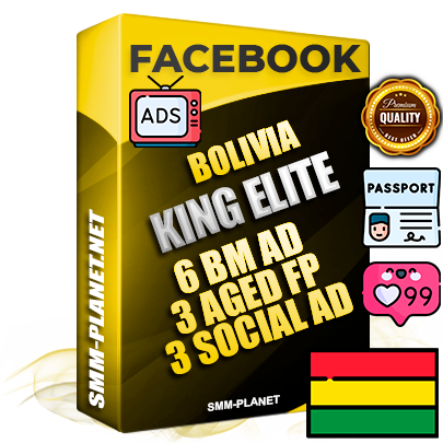 SUPER TRUST KING ELITE Bolivian Facebook Ad Accounts - 6 BM Ad Accounts + 3 Ad Accounts on King Profile + 3 aged Fan Pages with huge organic reach and active subscribers
