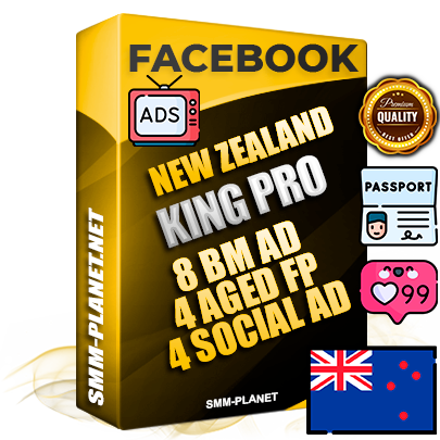 SUPER TRUST KING PRO New Zealand Facebook Ad Accounts - 8 BM Ad Accounts + 4 Ad Accounts on King Profile + 4 aged Fan Pages with huge organic reach and active subscribers