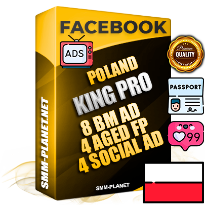 SUPER TRUST KING PRO Polish Facebook Ad Accounts - 8 BM Ad Accounts + 4 Ad Accounts on King Profile + 4 aged Fan Pages with huge organic reach and active subscribers