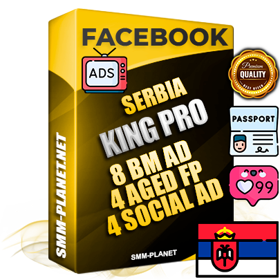 SUPER TRUST KING PRO Serbian Facebook Ad Accounts - 8 BM Ad Accounts + 4 Ad Accounts on King Profile + 4 aged Fan Pages with huge organic reach and active subscribers
