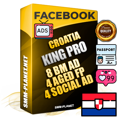 SUPER TRUST KING PRO Croatian Facebook Ad Accounts - 8 BM Ad Accounts + 4 Ad Accounts on King Profile + 4 aged Fan Pages with huge organic reach and active subscribers