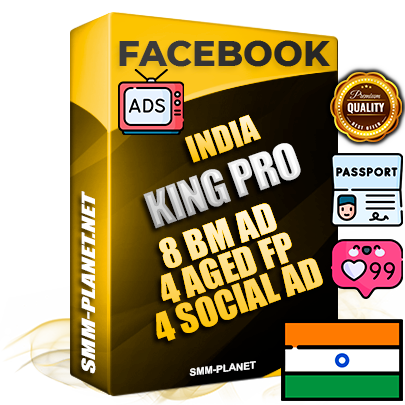 SUPER TRUST KING PRO Indian Facebook Ad Accounts - 8 BM Ad Accounts + 4 Ad Accounts on King Profile + 4 aged Fan Pages with huge organic reach and active subscribers