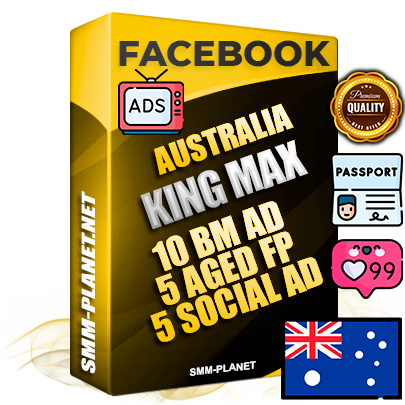 SUPER TRUST KING MAX Australian Facebook Ad Accounts - 10 BM Ad Accounts + 5 Ad Accounts on King Profile + 5 aged Fan Pages with huge organic reach and active subscribers