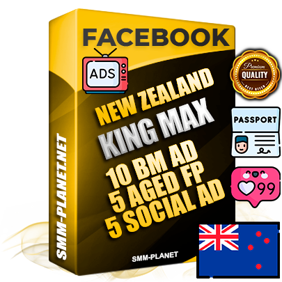 SUPER TRUST KING MAX New Zealand Facebook Ad Accounts - 10 BM Ad Accounts + 5 Ad Accounts on King Profile + 5 aged Fan Pages with huge organic reach and active subscribers