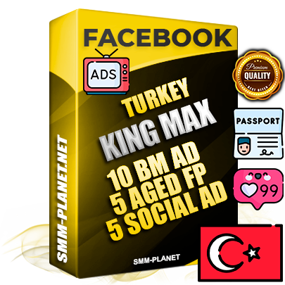 SUPER TRUST KING MAX Turkish Facebook Ad Accounts - 10 BM Ad Accounts + 5 Ad Accounts on King Profile + 5 aged Fan Pages with huge organic reach and active subscribers